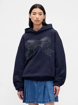 GAP x Sandy Liang тяжелый бант стразы большого размера толстовка с капюшоном, маленький - Изображение 1 из 4