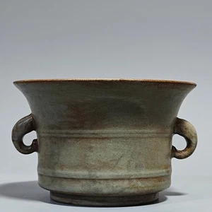 7.2" China Old Fashioned Porcelain Song Dynasty Ru Kiln Markde Double Ear Burner - Picture 1 of 9