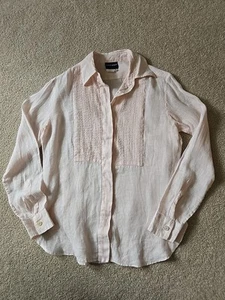 GIORGIO ARMANI Linen Pale Pink TUXEDO Shirt 40 S Women Made In Italy Vtg - Picture 1 of 11