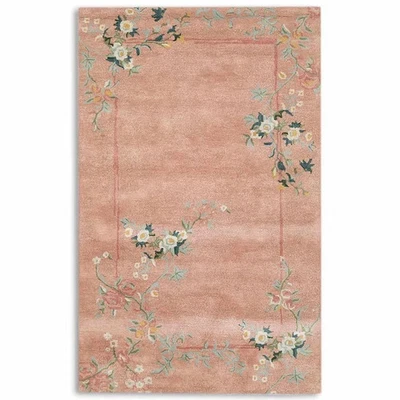 Handmade Hand Tufted Nz Wool Rug Color Pink Flower Luxury Design Carpet Area Rug - Image 1 of 4