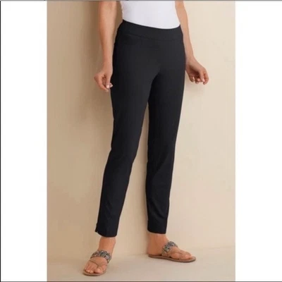 Soft Surroundings Women Plus 2X / 3X Black Pull On Comfort Stretch Twill Pants - Image 1 of 4