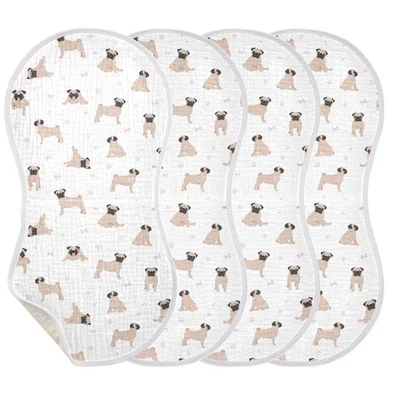 Paños para eructar de muselina para bebé, lindo pug cachorro perros muselina trapos para bebé cómodos suaves abso... Foto 1 de 4
