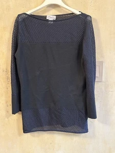 VTG Y2K WOMEN’S KNIT SHEER TOP BY “DAYSY” ITALY NAVY BLUE SZ L WOOL VISCOSE READ - Picture 1 of 24