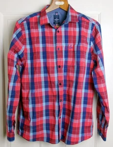 Daniel Hechter Paris Long Sleeve Red Blue Check Shirt Size XL - Picture 1 of 5
