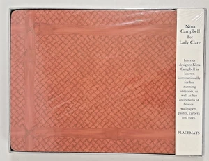 Tischsets (4) Bambus Lack Rot Nina Campbell für Lady Clare 11x5" x 8,5" - Bild 1 von 4