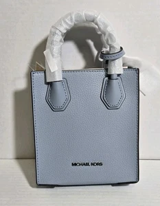 MICHAEL KORS MERCER EXTRA SMALL XS SHOPPER CROSSBODY BAG Pale Blue NEW - Picture 1 of 4
