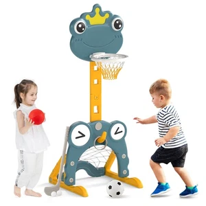 Toddler Basketball Hoop 4-in-1 Kids Indoor/Outdoor Activity Center Sports Gift - Picture 1 of 10