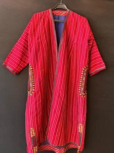 Turkmen Silk Embroidered Coat and Chapan, Antique Kaftan, Kimono, Wool Silk - Picture 1 of 9