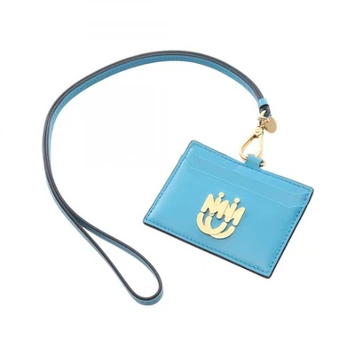 Miu Miu LIGHT BECERRO Card Case 5MC061 cuero azul usado para mujer - Imagen 1 de 4
