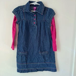 Y2K J. Khaki Girls Size 5 Denim Jean Dress Pink Rainbow Colorful Fun Retro - Picture 1 of 8