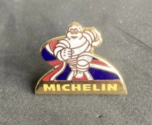 Vintage Enamel Michelin Man Union Jack Pin Badge By Caxton, Kew, Surrey - Picture 1 of 5