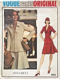 1970's VOGUE Paris Orig. Misses' Top&Skirt Nina Ricci Pattern 2903 Size 14 UNCUT - Imagen 1 de 2