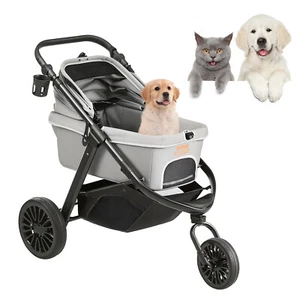 VEVOR Pet Stroller 3 Wheels Dog Stroller with Brakes 75 lbs Weight Capacity - Picture 1 of 12