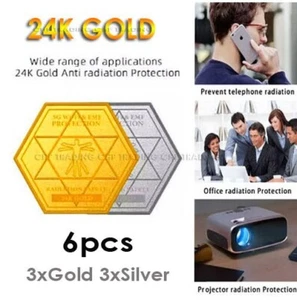 6 pz oro 24K adesivo protezione emf anticellulare adesivo per telefono laptop - Foto 1 di 9