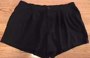 AVA & VIV WOMEN'S SIZE 2X BLACK LINEN WIDE LEG SHORTS RELAXED FIT - Picture 1 of 5