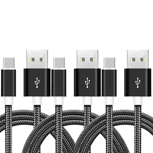 3 PACK Nylon Braided USB-C Type-C Data Cable Charger Cord for Samsung Galaxy - Picture 1 of 18