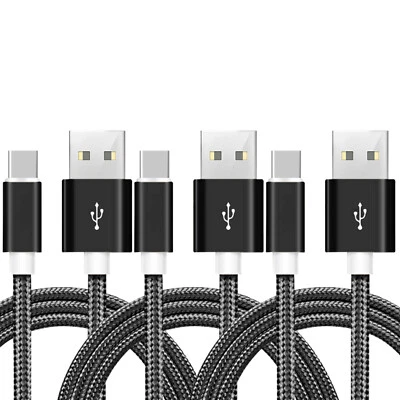 3 PACK Nylon Braided USB-C Type-C Data Cable Charger Cord for Samsung Galaxy - Image 1 of 4