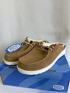 New Women’s Hey Dude Wendy Slip Warmth Suede Faux Shearling Shoe Size 11 Beige - Picture 1 of 10