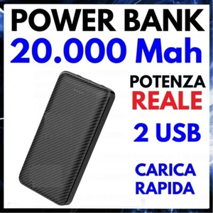 POWER BANK 20000 mah BATTERIA ESTERNA 2 USB CARICABATTERIE PORTATILE UNIVERSALE - Imagen 1 de 3