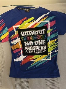 SWITCH REMARKABLE Men's Hard work Prospers Short Sleeve Tee Blue Small - Picture 1 of 3