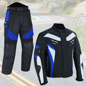 CE Armored Waterproof Motorcycle Suit Textile Jacket & Trousers All-Season Gear - Picture 1 of 25