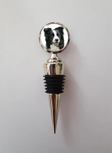 Border Collie Polished Metal Wine Bottle Stopper Birthday Keepsake Gift N69 - Picture 1 of 1