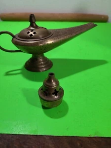 Vintage 2 Brass Incense Holders Lamp And Cone - Picture 1 of 7