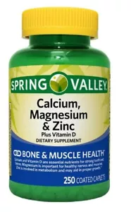 Spring Valley Calcium- Magnesium & Zinc plus Vitamin D3 Coated Caplets- 250 Ct - Picture 1 of 4