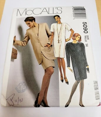 Blazer Jacket Dress Work Career McCalls Sewing Pattern 5090 Size 14 UC Classic - Image 1 of 2