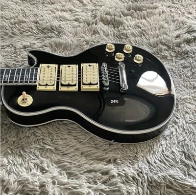 Custom 6 strings LP Electric Guitar Ace Frehley Black Bone Nut Mahogany Body - Image 1 of 4