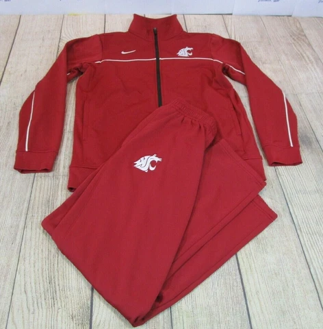 Nike Dri-Fit WSU Washington State Cougars Red Tracksuit Jacket Pants size Medium Cover