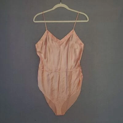 Vintage 70s Rare Victoria Secret Gold Crown 100% Silk Pink Bodysuits Medium - Image 1 of 4
