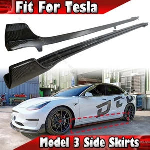 17-24 CARBON FIBER FITS TESLA MODEL 3 FASTBACK 4D SEDAN SIDE SKIRTS BODY KITS - Foto 1 di 4