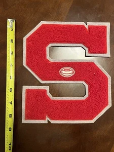 Vintage Letterman Varsity Chenille Patch Letter S Red Grey Football - Picture 1 of 1