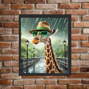 Framed Giraffe Photo Funny Cool Print 9 Variations Home Decor High Quality 10x8"