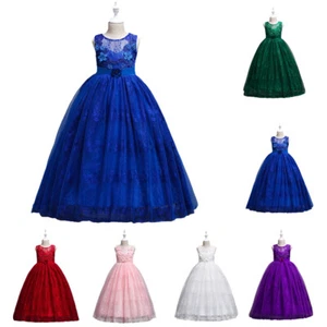 Flower Girl Dress Kids Princess Pageant Wedding Bridesmaid Party Long Maxi Dress - Picture 1 of 42