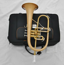Prof. Matte Gold Bb Flugelhorn 6.06'' Brass Flugel Monel Valve Horn with Trigger