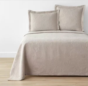 The Company Store Company Cotton Putnam Matelassé Bedspread-King-Dune - Picture 1 of 2