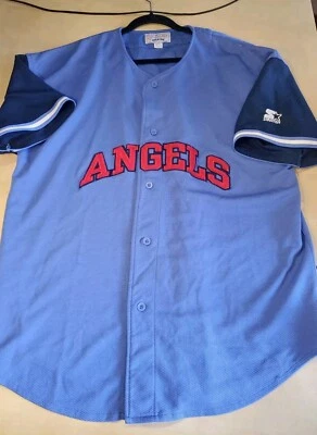 Camiseta deportiva de colección de los Angeles Angels para hombre 2XLarge azul deletreado botón MLB Foto 1 de 4