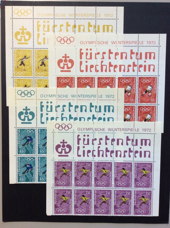 BroadviewStamps Liechtenstein #492-95 Partial inscription sheets.  MNH F-VF. - Image 1 of 4