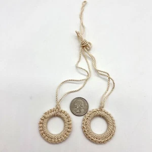 Vintage Häkelgardine Ring Raffhalter 2er Set Creme Baumwolle Mid Century Fenster - Bild 1 von 6