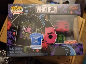 Black Light Funko Pop and L Tee: INFINITY KILLMONGER What If?? Target Exclusive - Picture 1 of 6