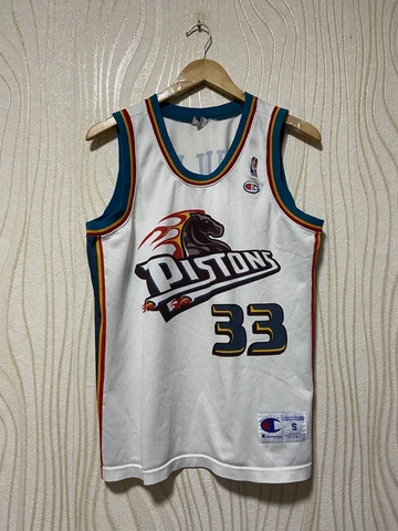 DETROIT PISTONS BASKETBALL SHIRT JERSEY CHAMPION #33 GRANT HILL sz S MEN WHITE Cover