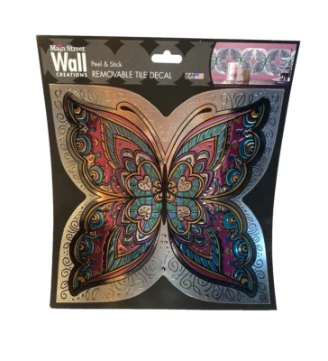 main street wall creations peel & stick removeable tile decal BUTTERFLY  - Image 1 of 4