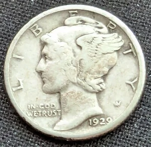 1929-P Mercury Dime VF XF Coin - Picture 1 of 2
