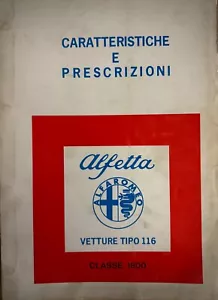 ALFA ROMEO ALFETTA -Manuale tecnico originale caratteristiche e prescriz.-1975- - Foto 1 di 1