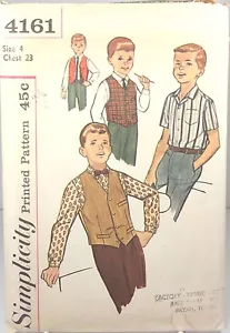 Camisa abotonada y chaleco reversible Simplicity 4161 patrón de costura niños niños talla 4 - Imagen 1 de 4