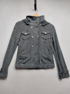 Chaqueta Ligera American Rag Para Mujer Gris Medio Doble Pecho Capucha Shacket Foto 1 de 4