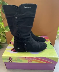 SKECHERS KINDER MÄDCHEN SCHWARZ WILDLEDER STIEFEL - GRÖSSE 2 - Bild 1 von 10