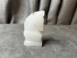 Onyx Marble Horse Head Bookend Figure Chess Replacement White 4" - Picture 1 of 9